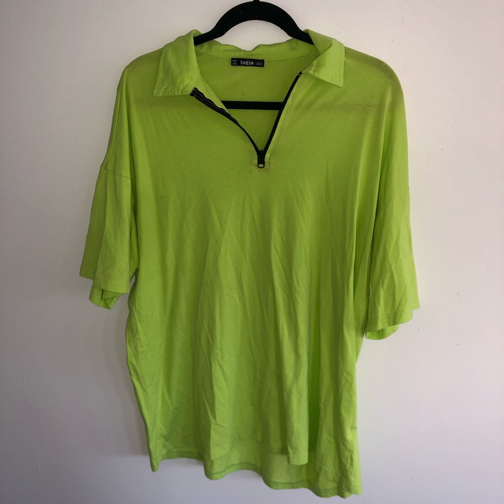 Neon Green Half-zip Polo
